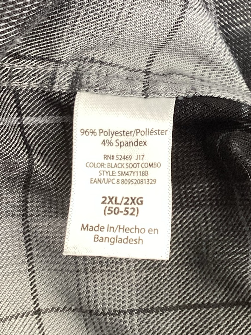 Swiss Tech Gray and Black Plaid Casual Button Down Shirt - Picture 9 of 9